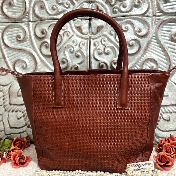 FLOTO Brown Woven Leather Tote VGC RARE! Hand Made in Italy 🇮🇹 - Picture 2 of 13